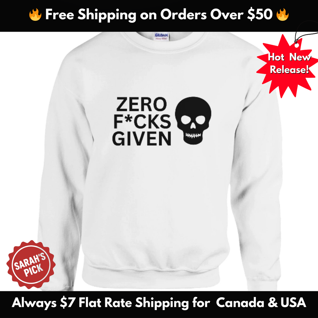 Zero Fcks Given Skull Sweatshirt – Unapologetic Comfort| Gildan® 18000