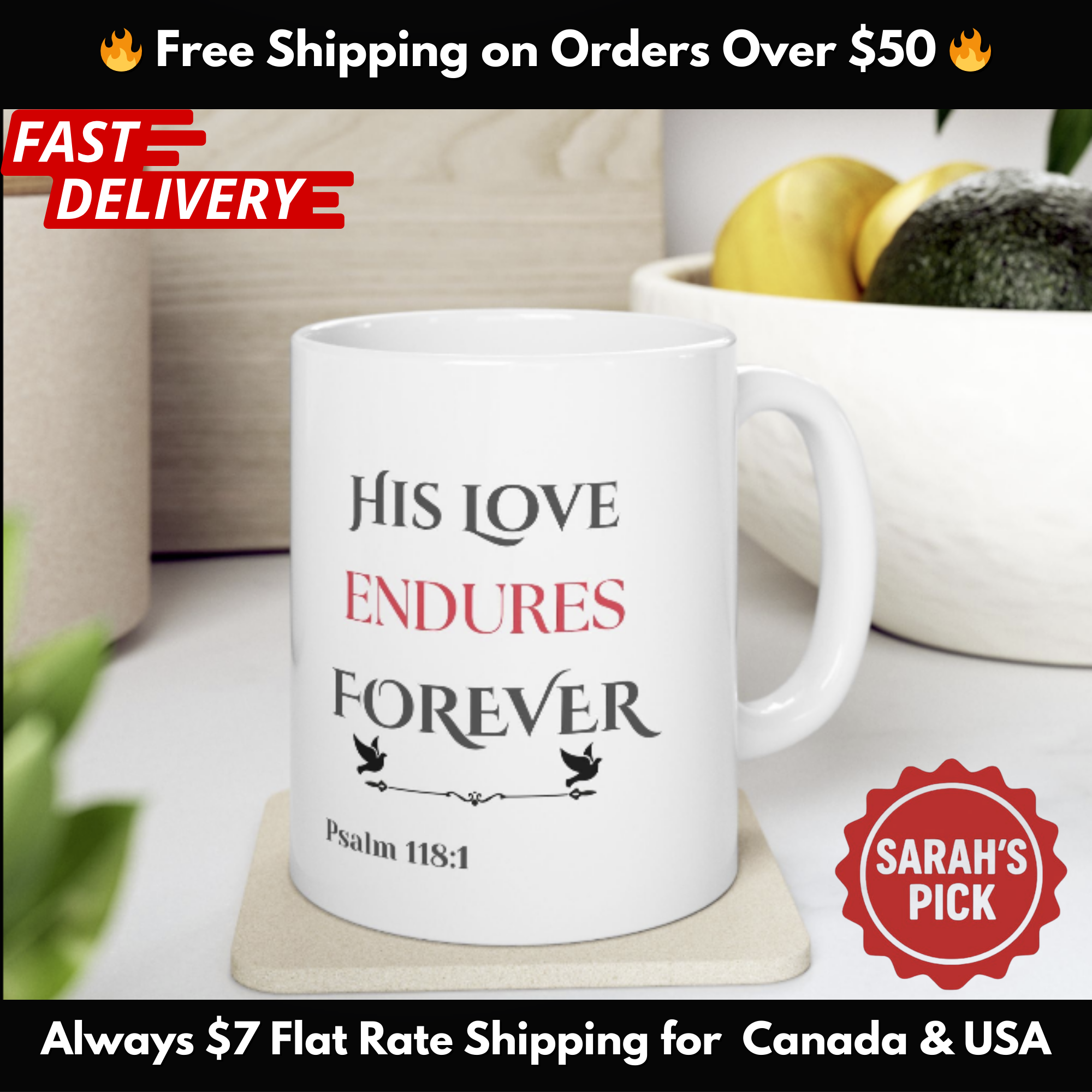 His Love Endures Forever Scripture Mug – Psalm 118:1