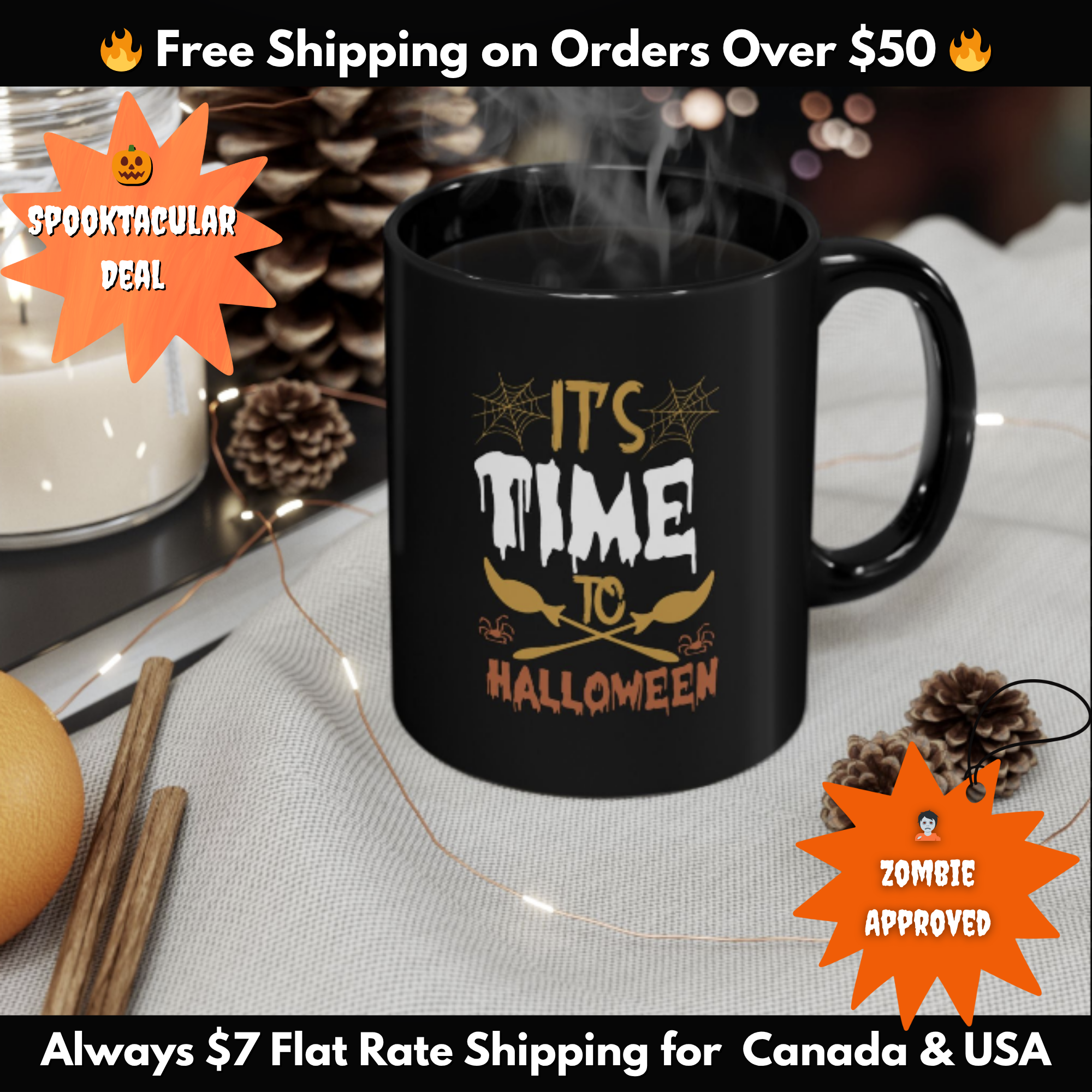 It’s Time to Halloween Mug – Spooky Coffee Cup for Fall