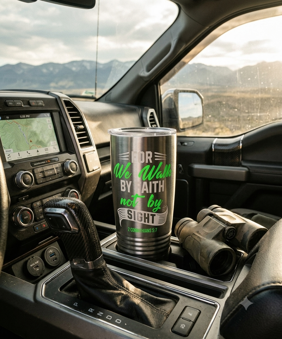For We Walk By Faith — Premium 20oz Insulated Tumbler