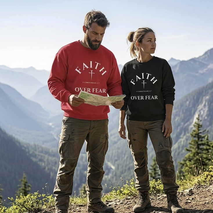 Faith Over Fear Crewneck Sweatshirt // 2 Corinthians 5:7