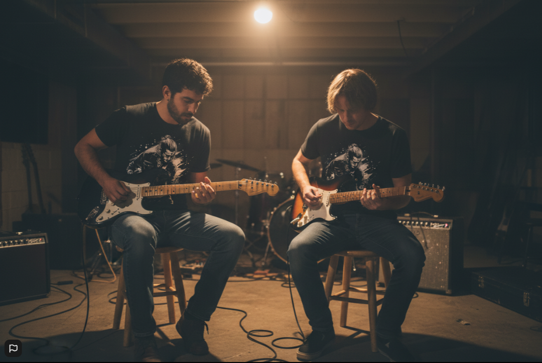 Guitarist Graphic Tee — Vintage Rock Music Electric Guitar Player T-Shirt