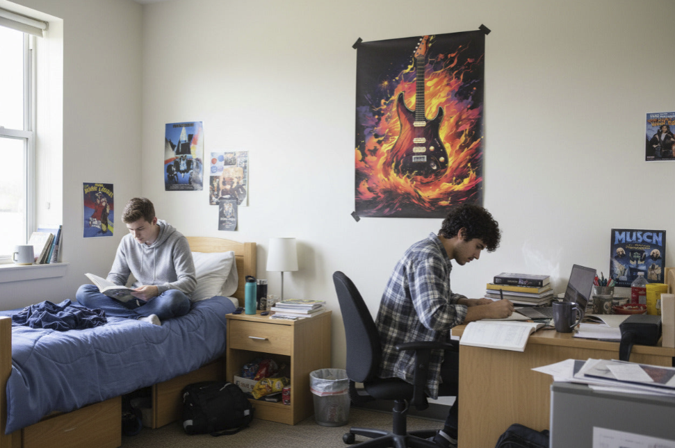 Ignite the Sound - Flaming Electric Guitar Matte Vertical Poster — Rock Music Wall Art