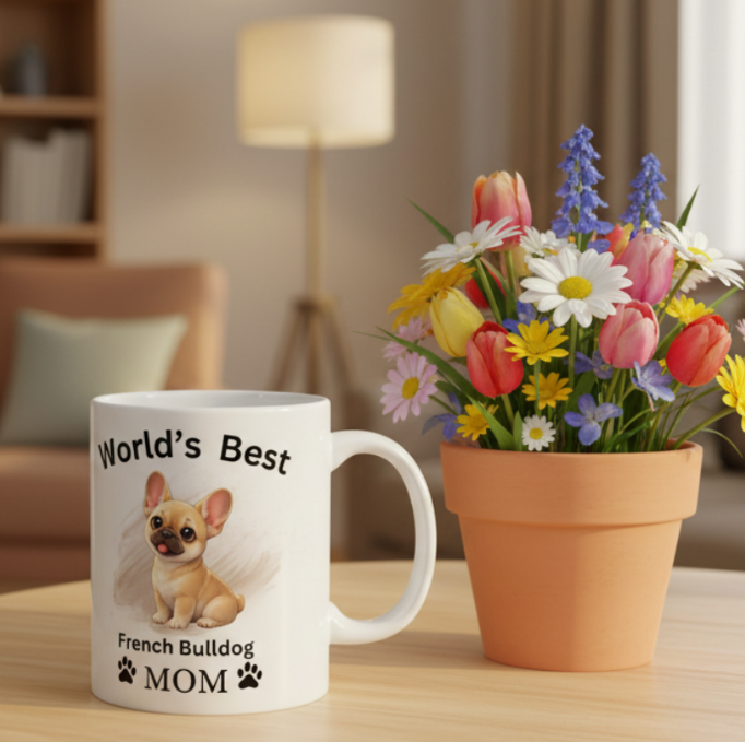 World’s Best French Bulldog Mom Coffee Mug – White Glossy Ceramic