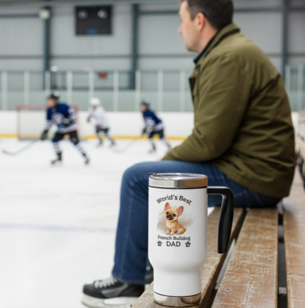 World’s Best French Bulldog Dad Travel Mug – Insulated Coffee Tumbler