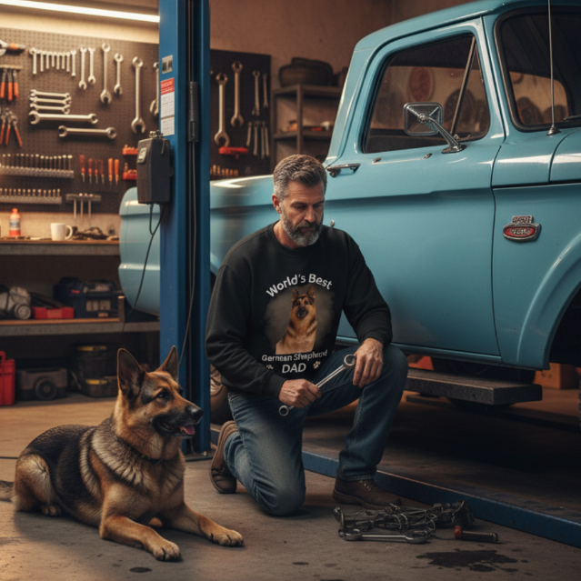 German Shepherd Dad - Premium Photo-Style Crewneck Sweatshirt