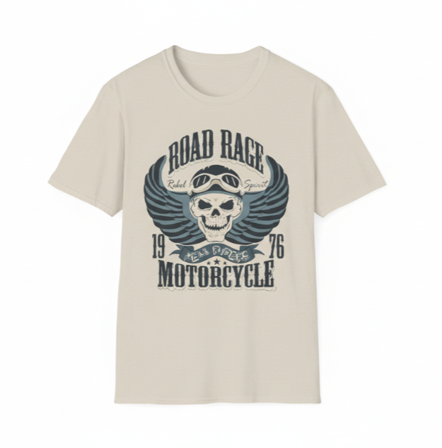Road Rage Motorcycle Rebel Spirit Skull - Vintage Biker Graphic Tee