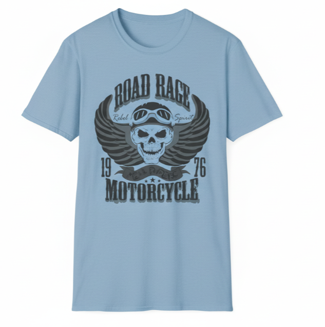 Road Rage Motorcycle Rebel Spirit Skull - Vintage Biker Graphic Tee
