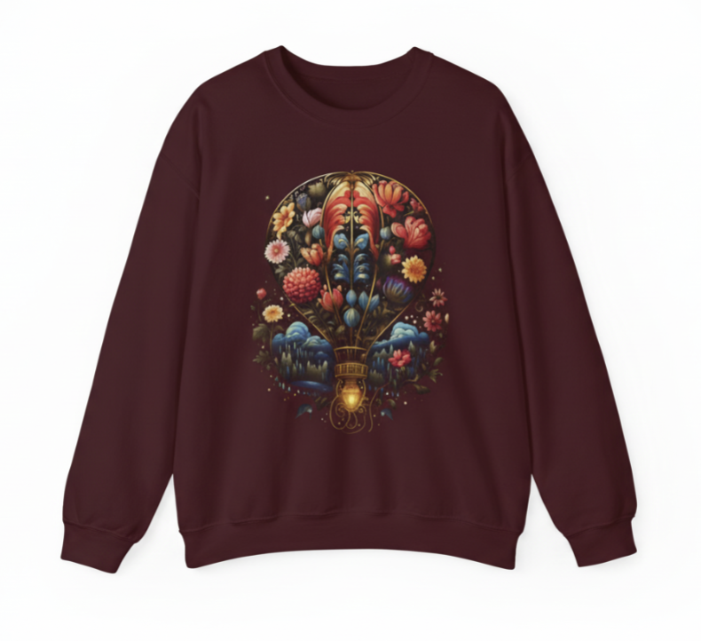 Dreamers Rise Higher — Floral Hot Air Balloon Premium Sweatshirt