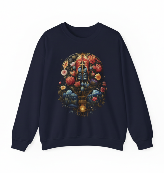 Dreamers Rise Higher — Floral Hot Air Balloon Premium Sweatshirt