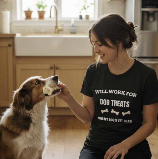 Will Work For Dog Treats (And My Dog's Vet Bills) T-Shirt