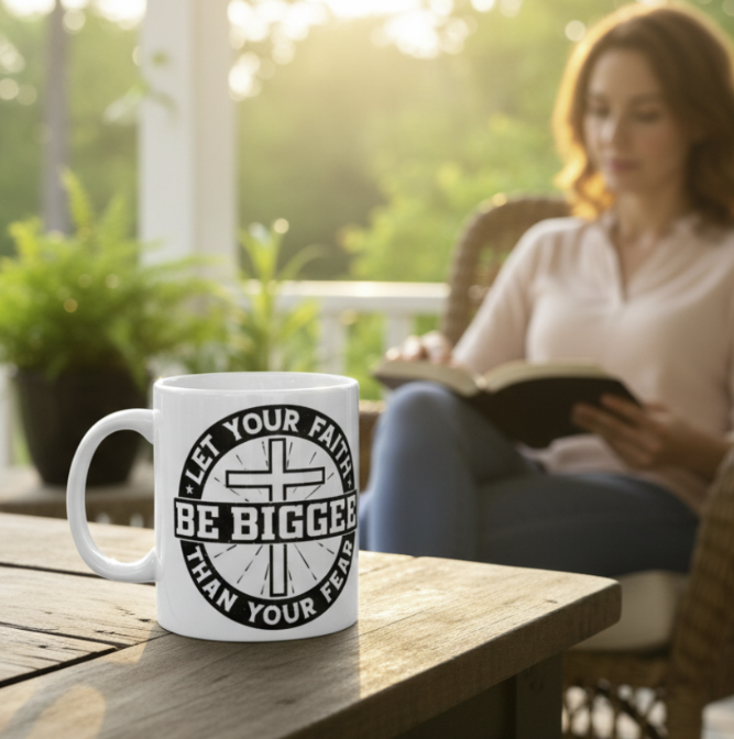 Inspirational Faith Mug — Let Your Faith Be Bigger Than Your Fear