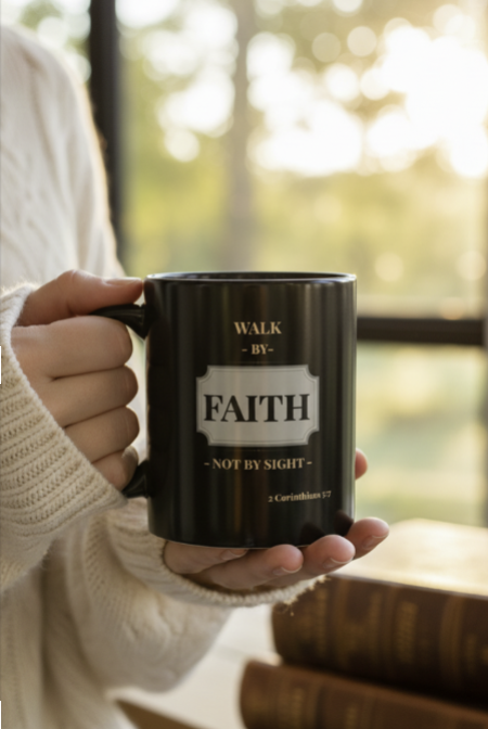 Black Faith Mug - Bold Inspirational Gift for Believers