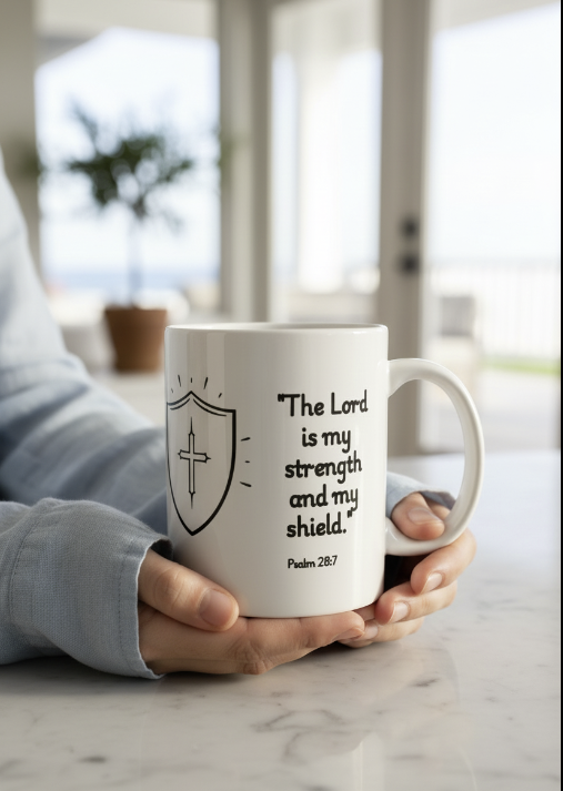 Psalm 28:7 The Lord is My Strength Christian Mug