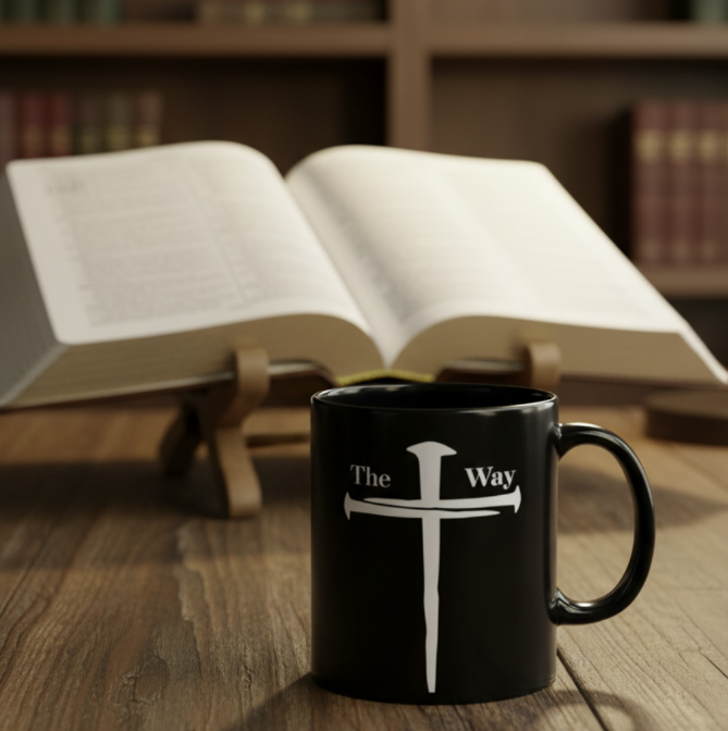 The Way Christian Black Mug - Bold Symbol of Faith