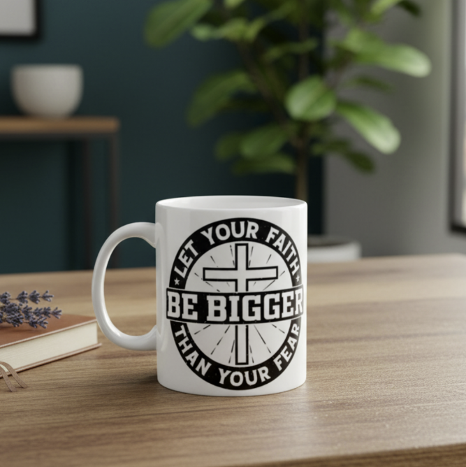 Inspirational Faith Mug — Let Your Faith Be Bigger Than Your Fear