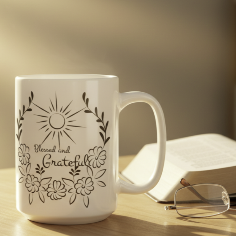 Blessed and Grateful Ceramic Coffee Mug - 11oz, 15oz