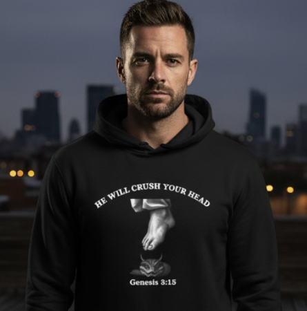 Genesis 3:15 "He Will Crush Your Head" Premium Hoodie