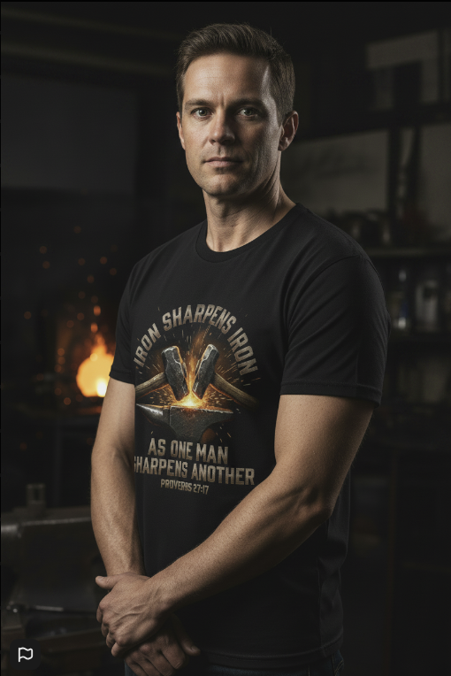 Iron Sharpens Iron Premium Heavyweight Tee - Proverbs 27:17