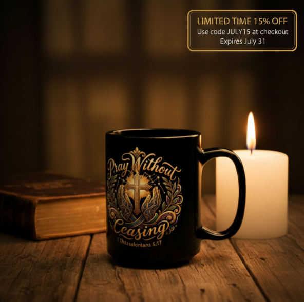 Pray Without Ceasing Black Christian Mug - Faith-Based Gift