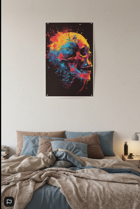 Color Splash Skull Poster — Matte Vertical Art Print