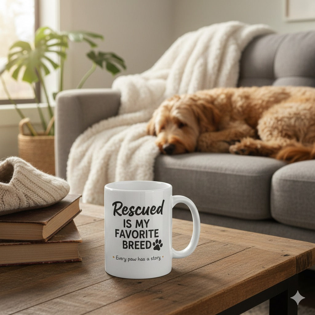 Rescued Is My Favorite Breed - Premium Coffee Mug