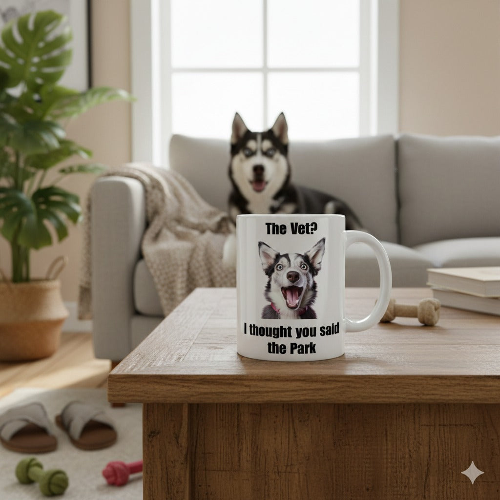 "The Vet? I Thought You Said the Park" Funny Husky Mug