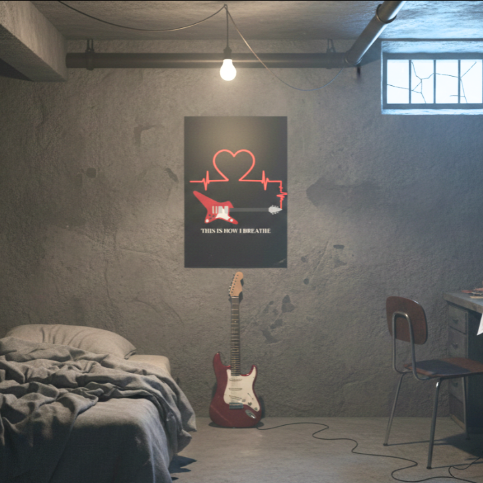 This Is How I Breathe – Guitar Heart Music Poster
