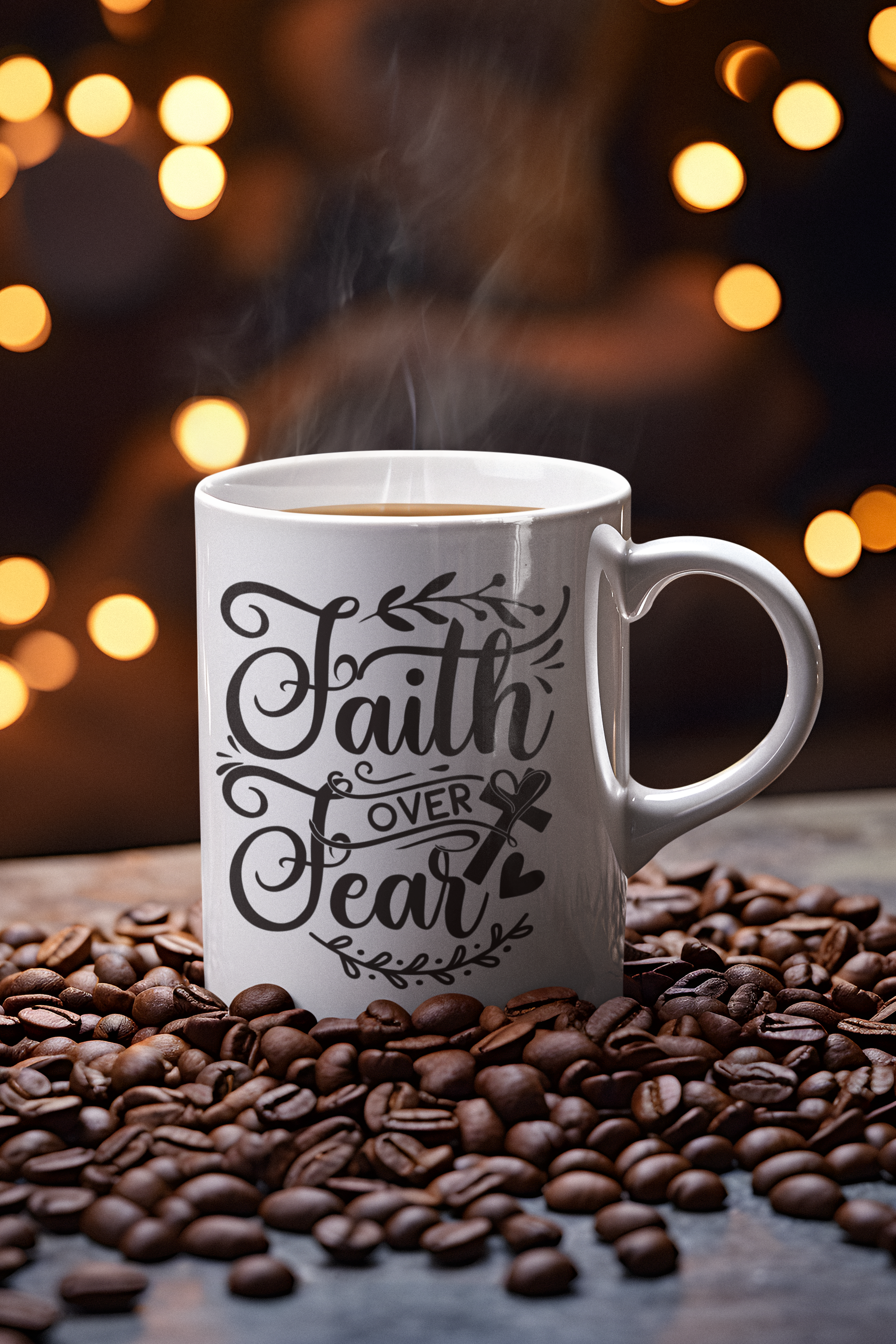 Inspirational Faith Over Fear Mug | Christian Gift for Women