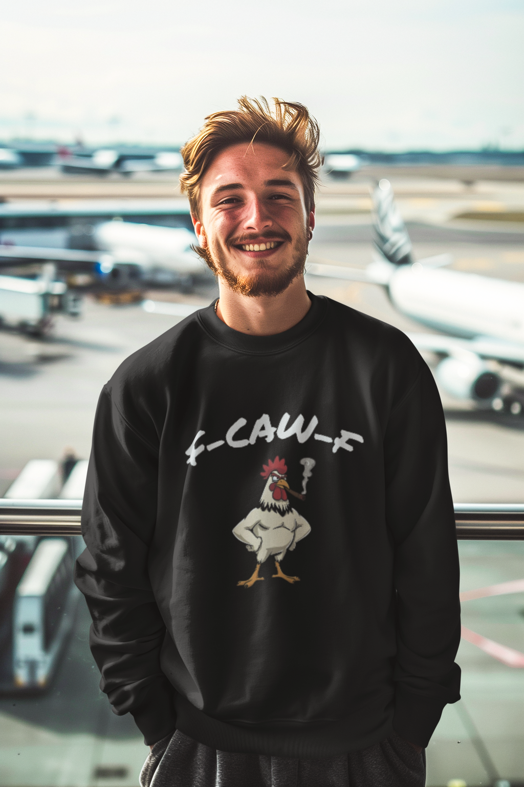 F-CAW-F Rooster Sweatshirt – Funny Angry Rooster with Cigar