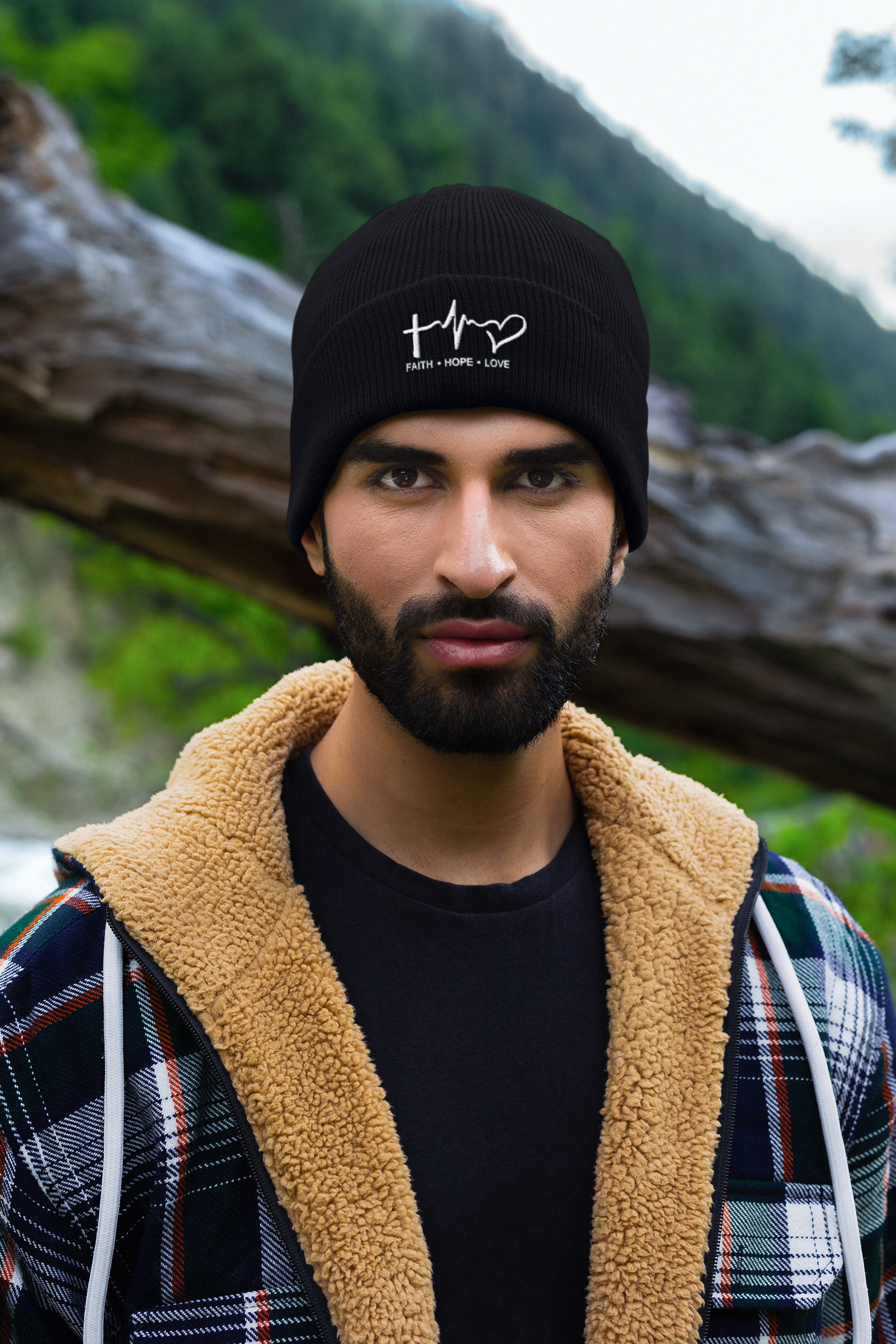 Faith, Hope, Love Cuffed Beanie, Knit Hat, Winter Beanie, Religious Gift, Casual Accessories, Outdoor Fashion