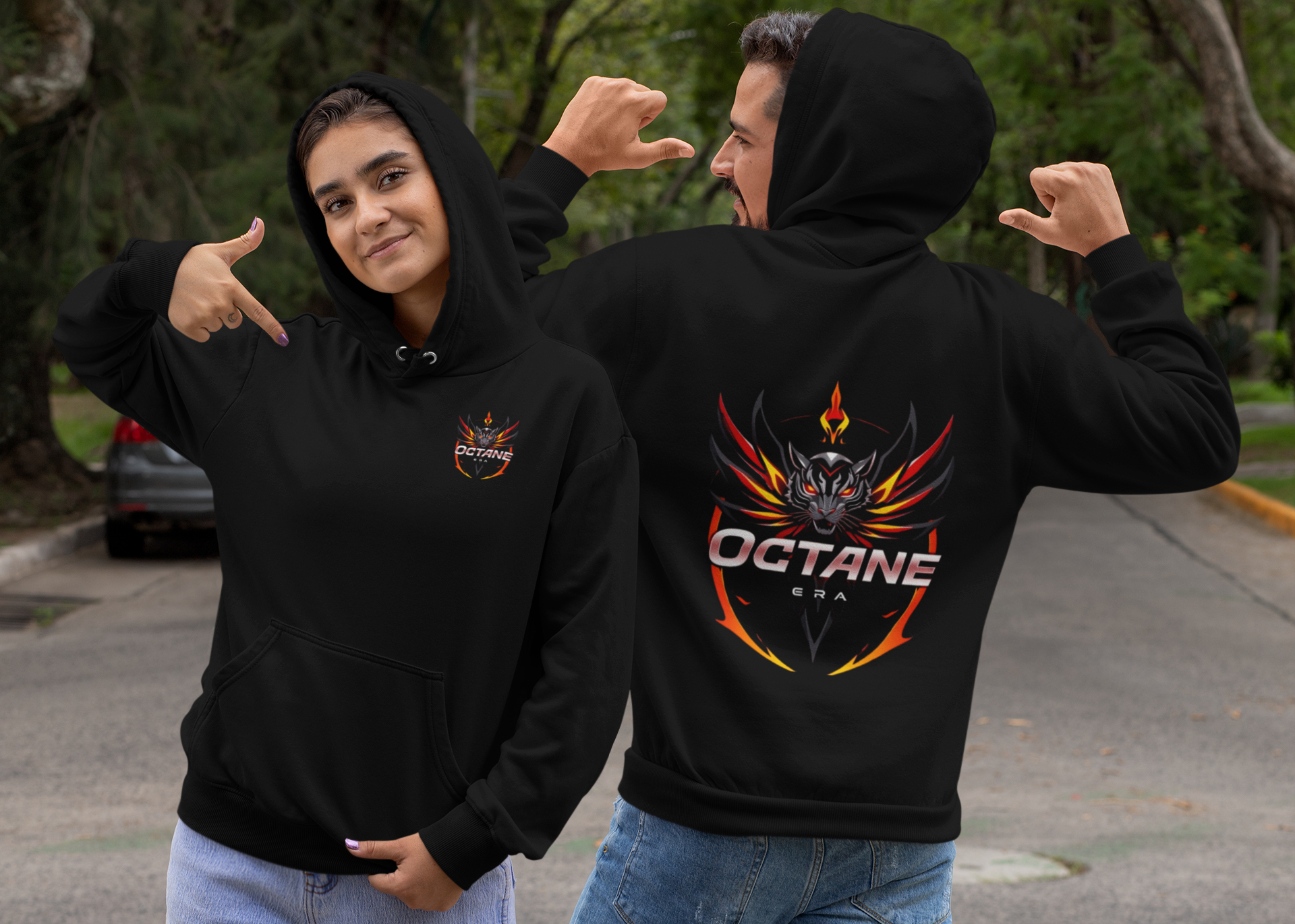 Octane Era Black Hoodie – Double Print Design, Same Price