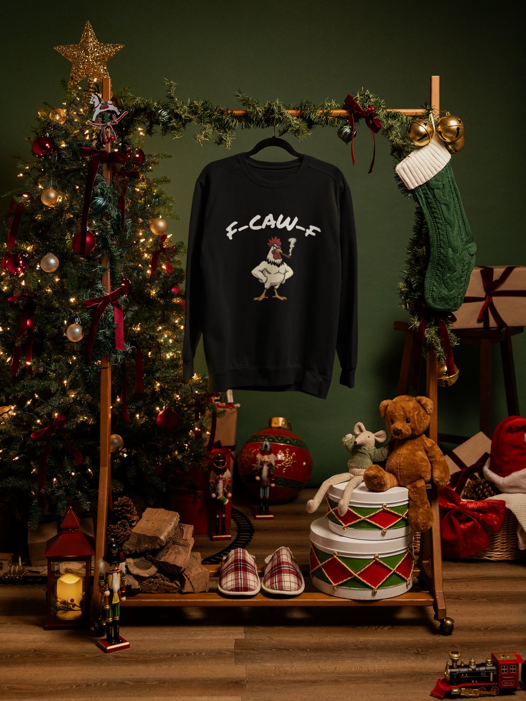 F-CAW-F Rooster Sweatshirt – Funny Angry Rooster with Cigar