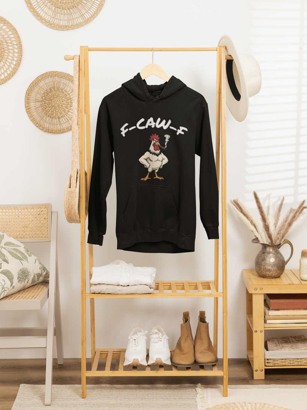 F-CAW-F Angry Rooster Hoodie – Funny Sarcastic Hoodie for Work & Everyday Wear