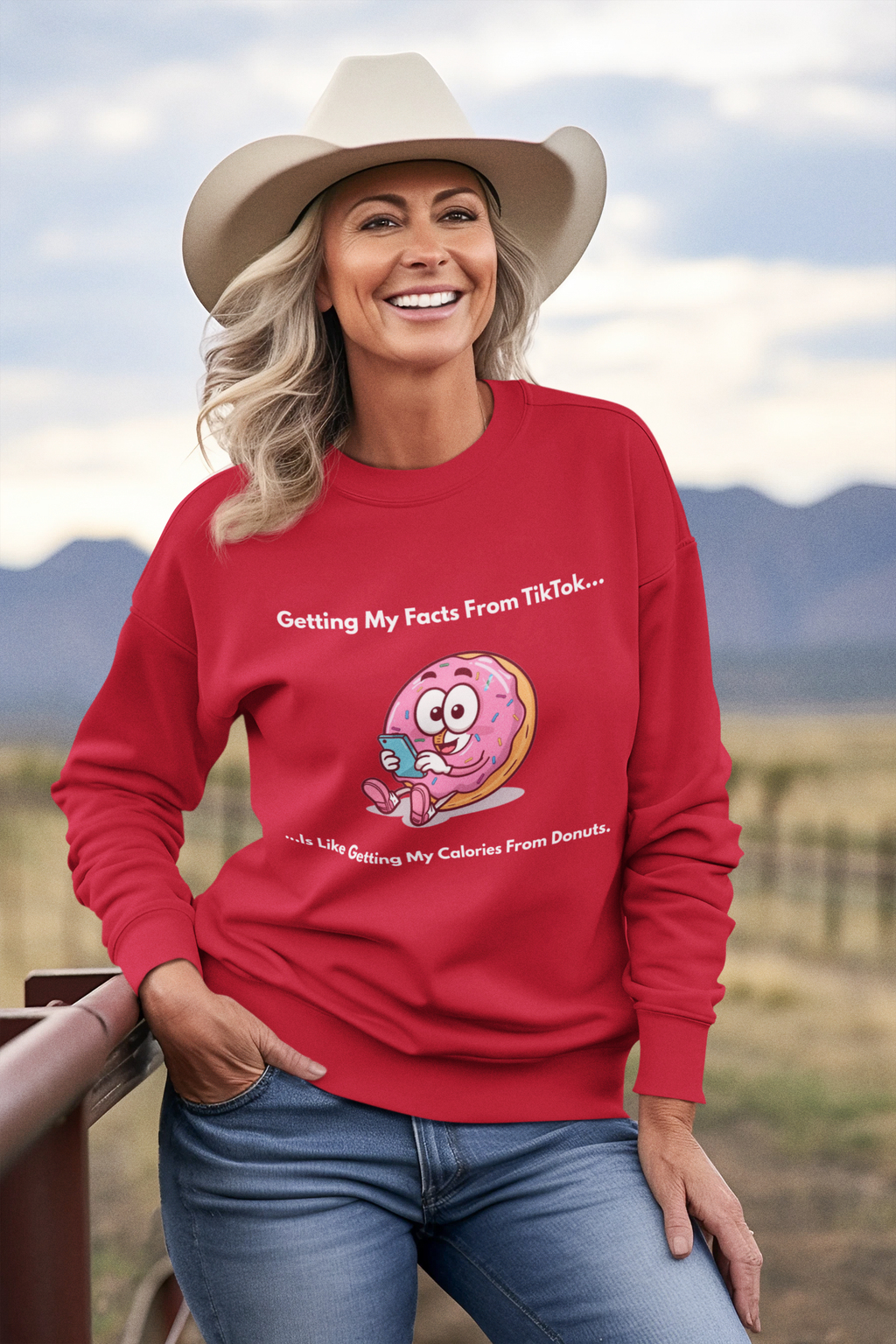Funny “TikTok vs Donut Calories” Sweatshirt – Cozy Graphic Pullover for Everyday Wear