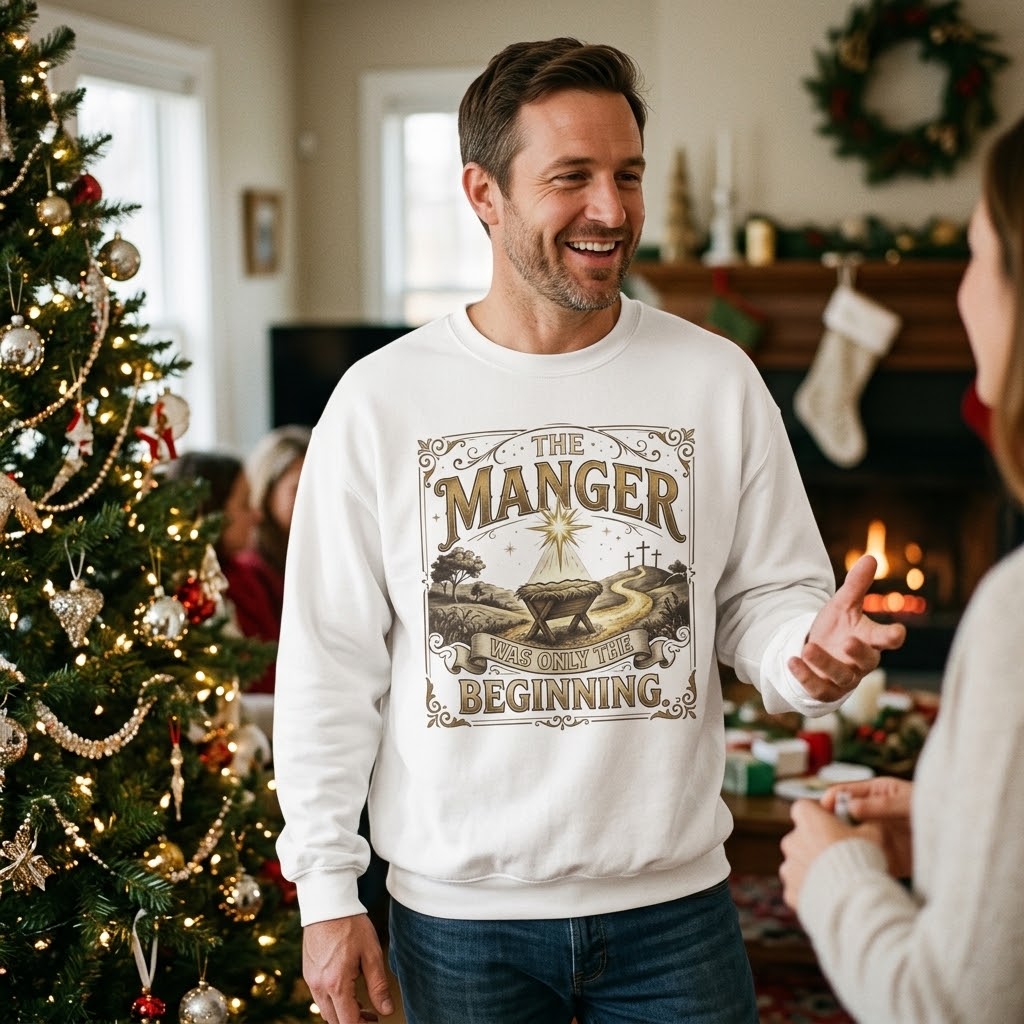 The Manger Was Only the Beginning | Christian Christmas Sweatshirt