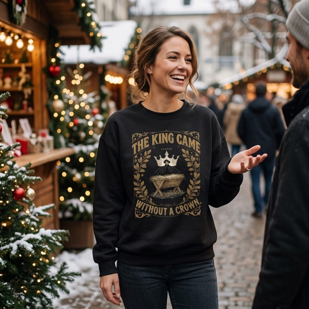 The King Came Without a Crown | Vintage Christian Christmas Sweatshirt
