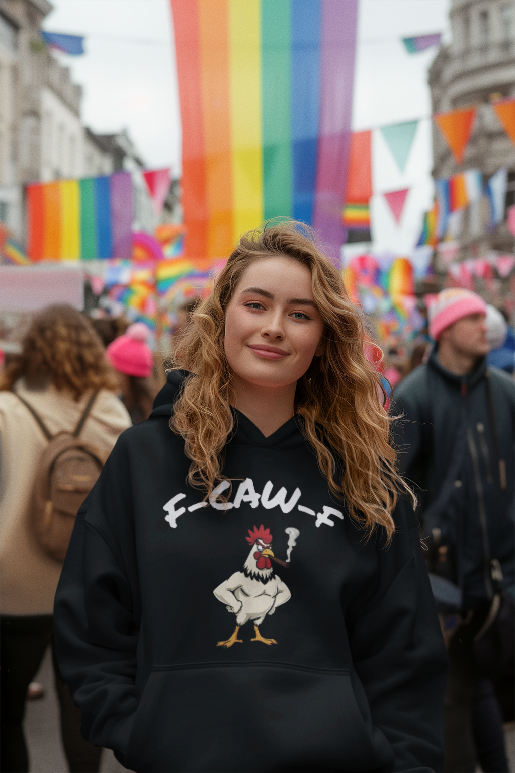 F-CAW-F Rooster Hoodie – Funny Angry Rooster with Cigar