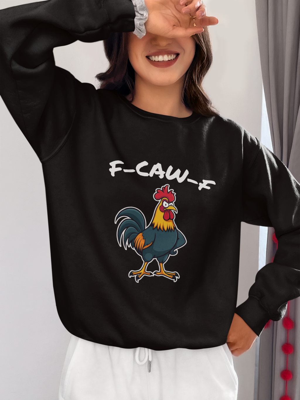 F-CAW-F Angry Rooster Sweatshirt – Funny Sarcastic Crewneck for Work, Friends & Everyday Laughs