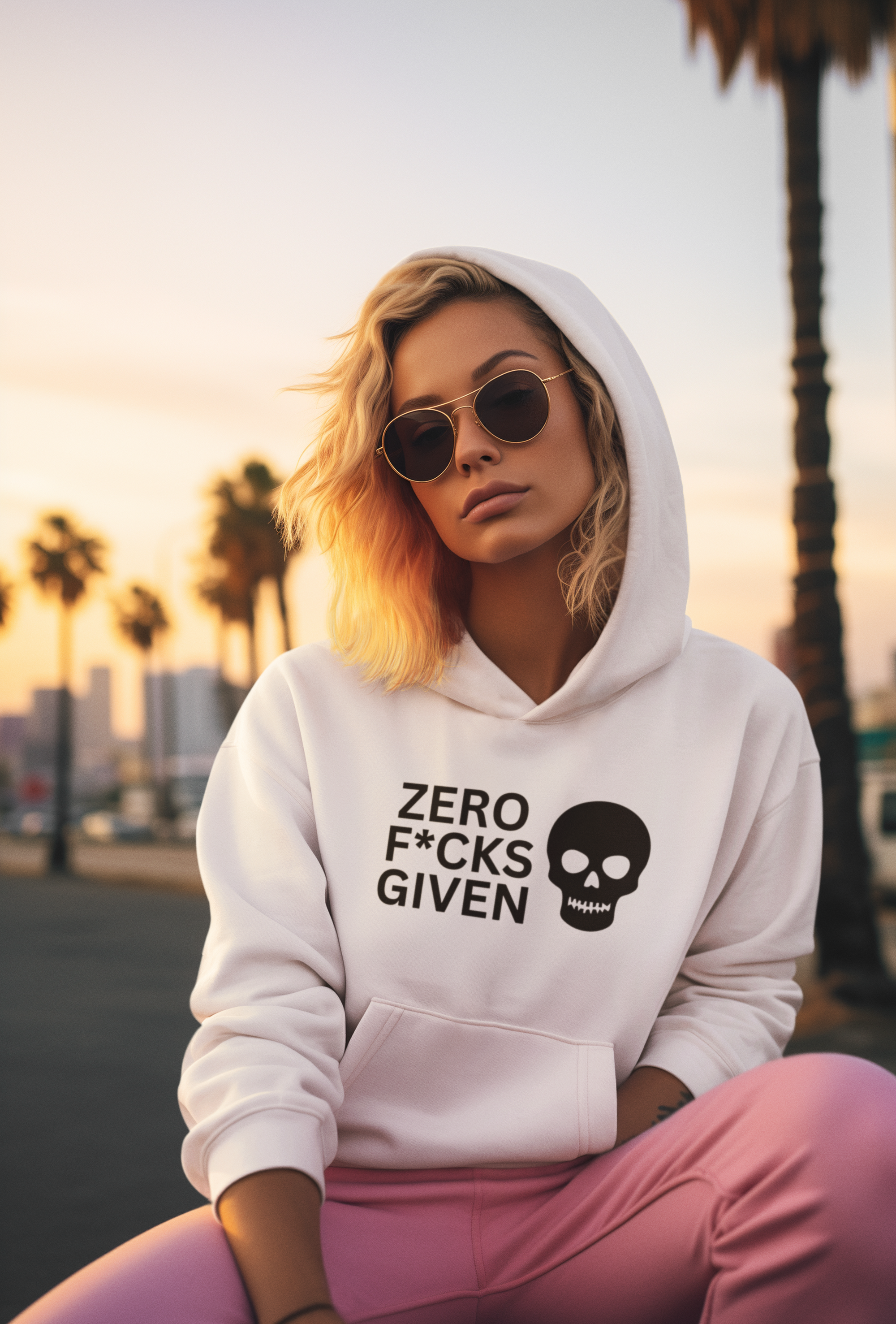 Zero Fcks Given Skull Hoodie – Bold Statement Pullover | Gildan® 18500