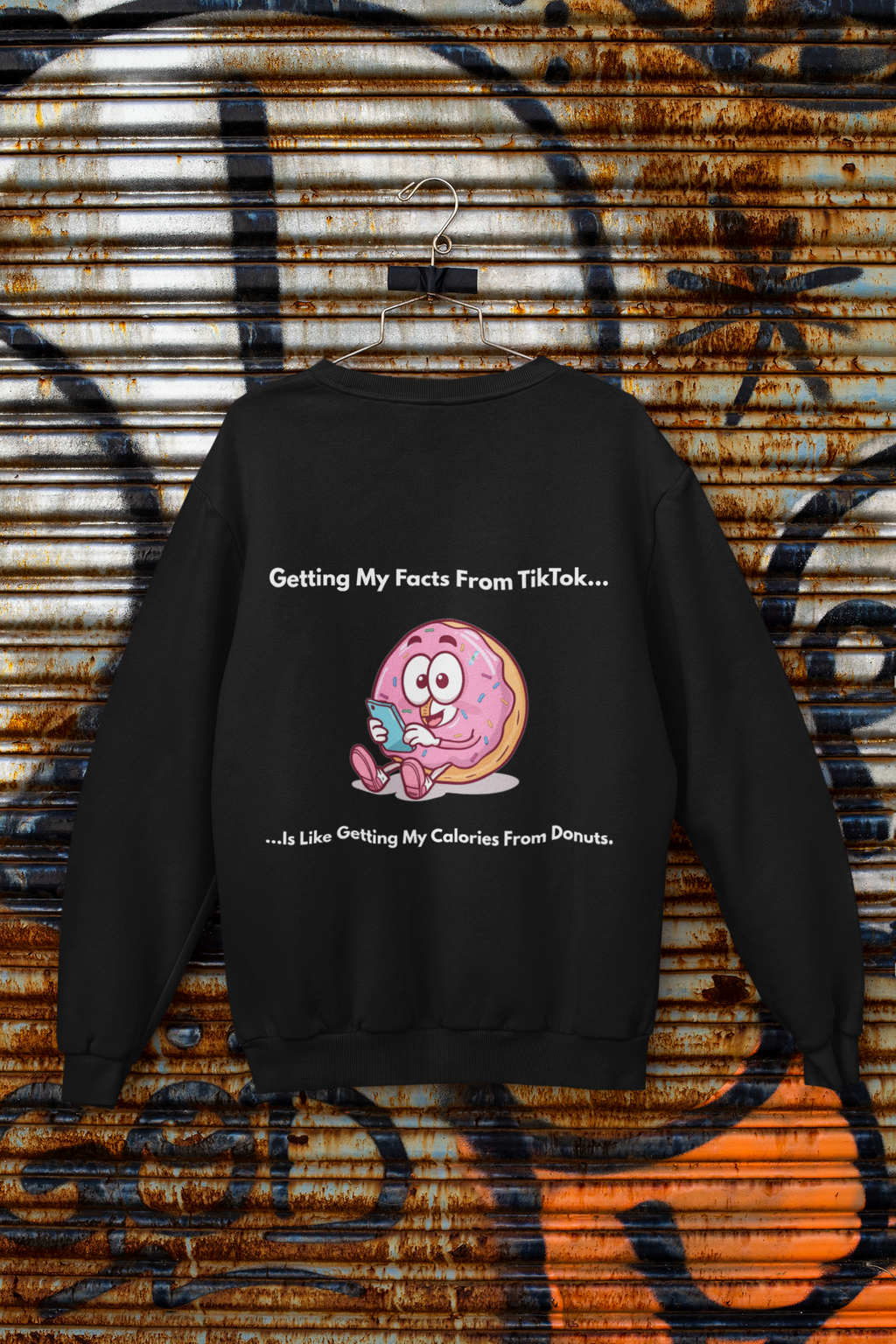 Funny “TikTok vs Donut Calories” Sweatshirt – Cozy Graphic Pullover for Everyday Wear