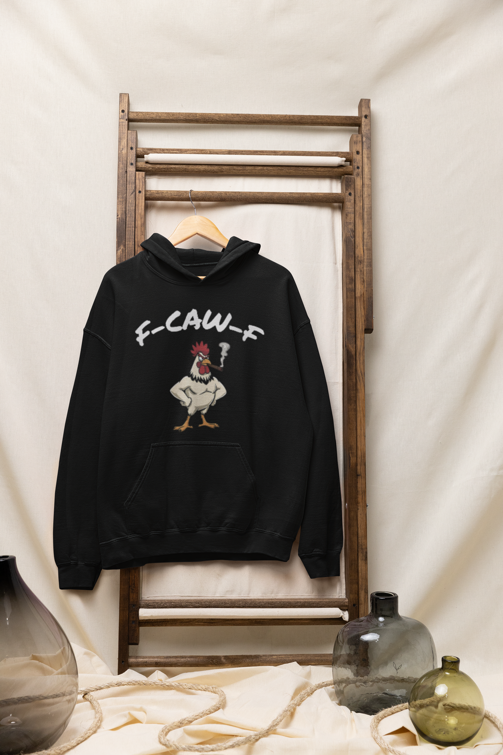 F-CAW-F Rooster Hoodie – Funny Angry Rooster with Cigar