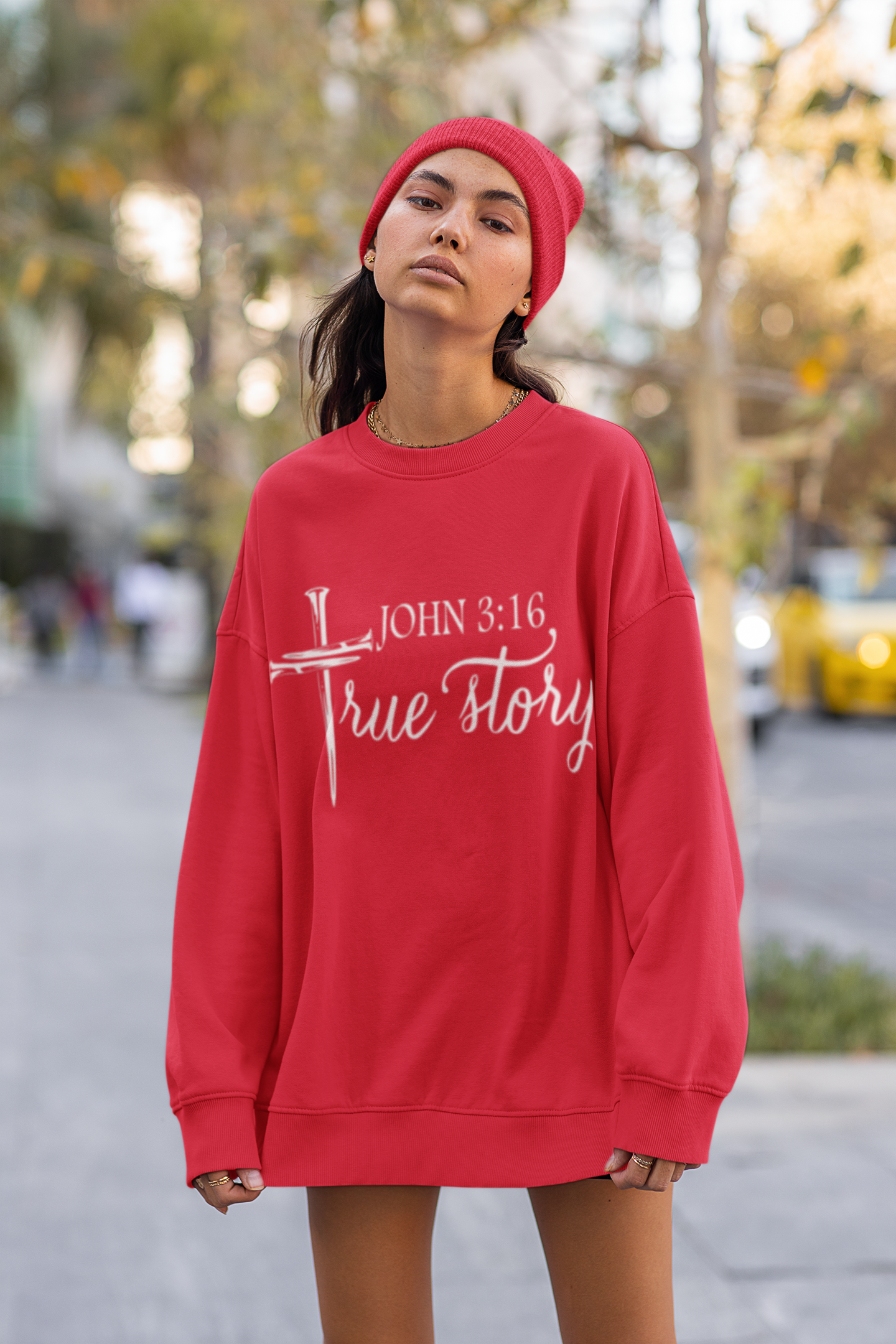 Crewneck Sweatshirt - John 3:16 True Story Christian Faith Pullover