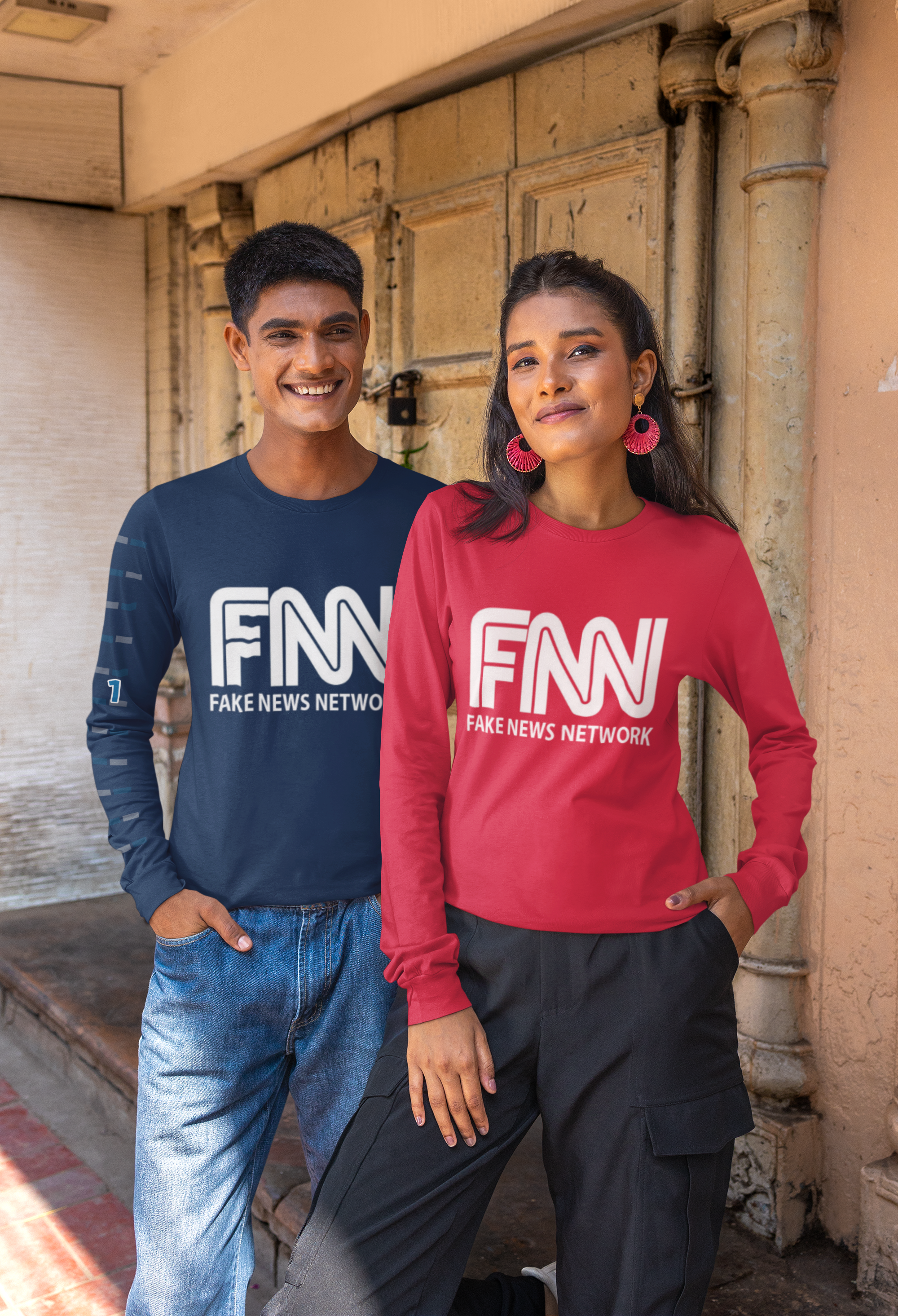 Fake News Network Long Sleeve Tee — Satirical Political Graphic Shirt