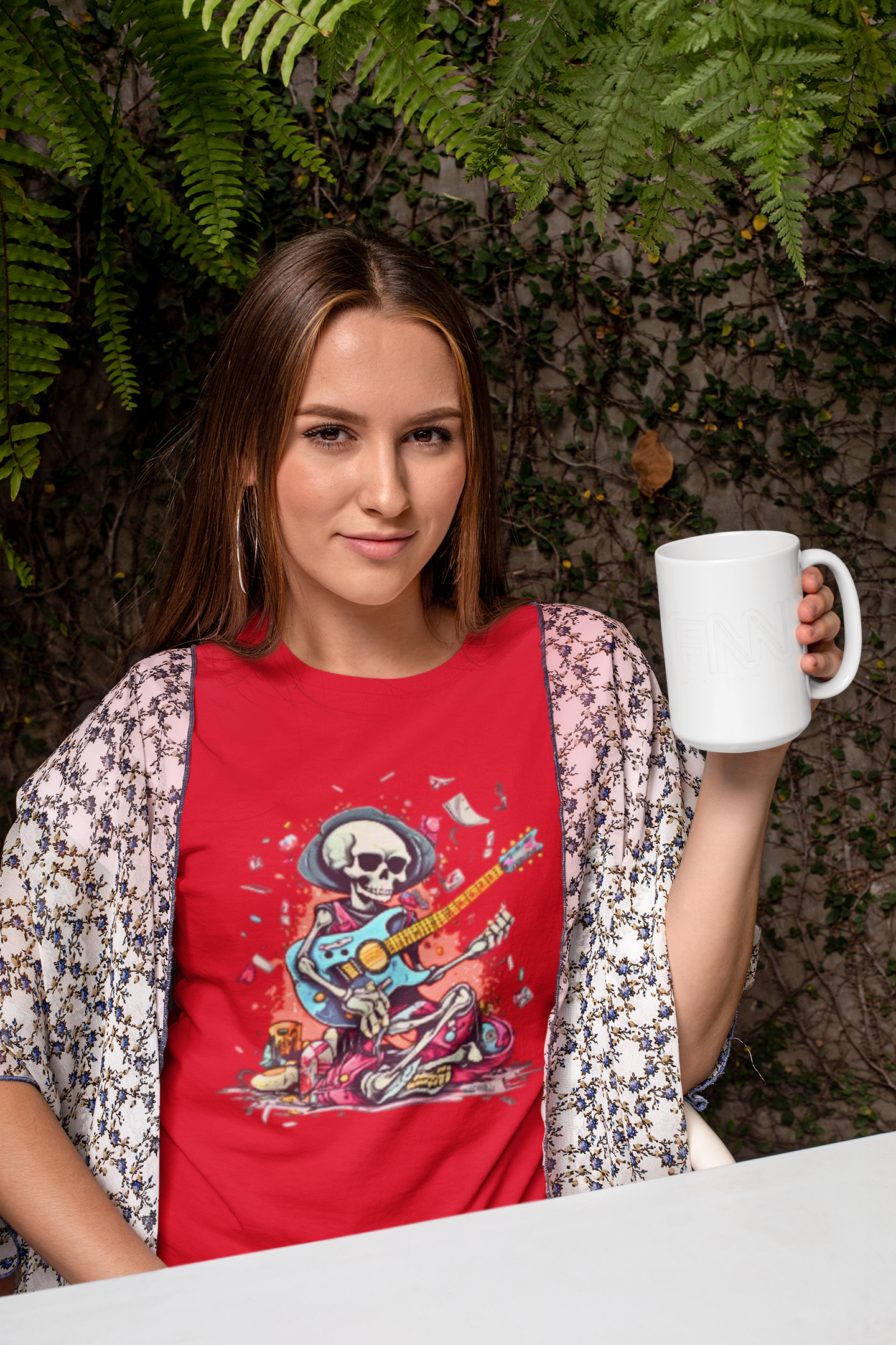 Skull Guitarist T-Shirt - Premium Rock Graphic Tee for Dark Colors