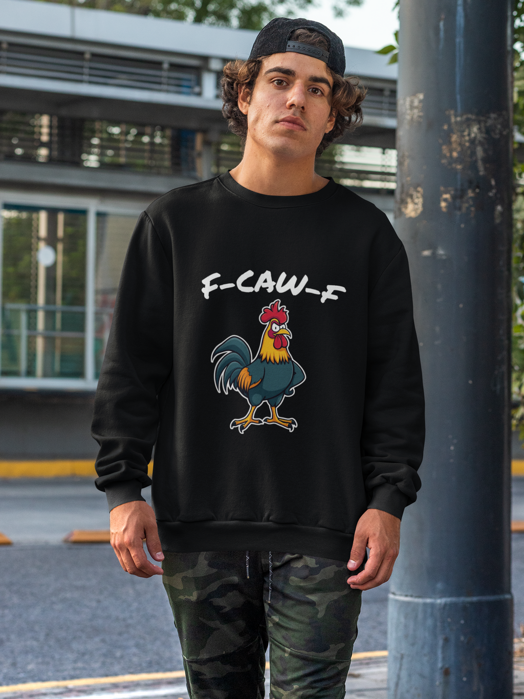 F-CAW-F Angry Rooster Sweatshirt – Funny Sarcastic Crewneck for Work, Friends & Everyday Laughs