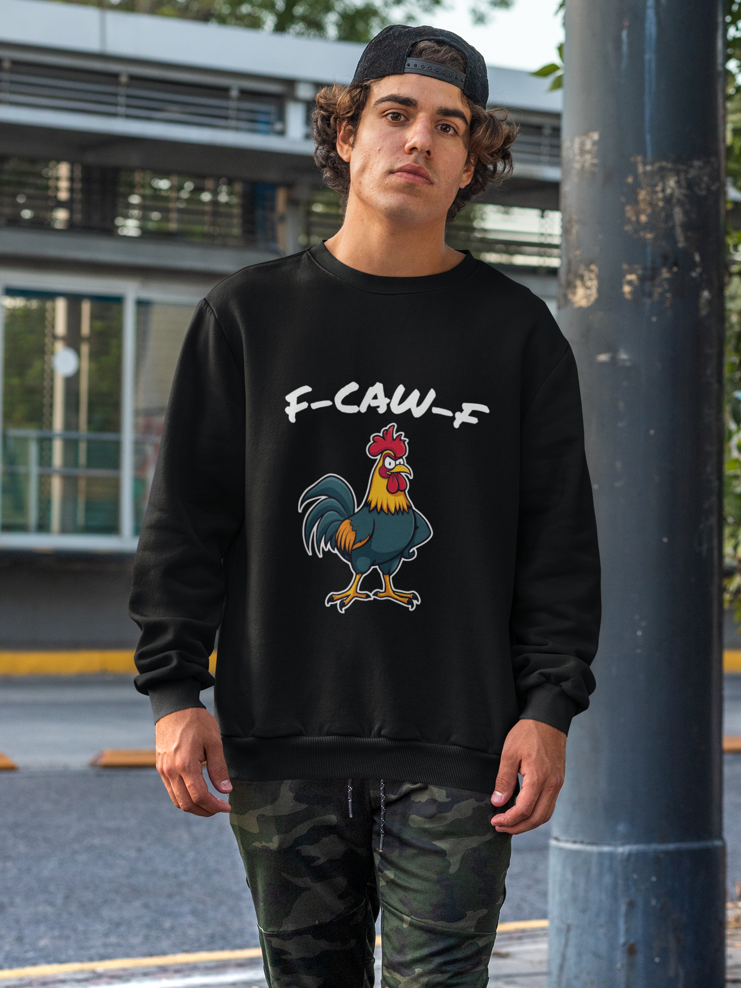 F-CAW-F Angry Rooster Sweatshirt – Funny Sarcastic Crewneck for Work, Friends & Everyday Laughs