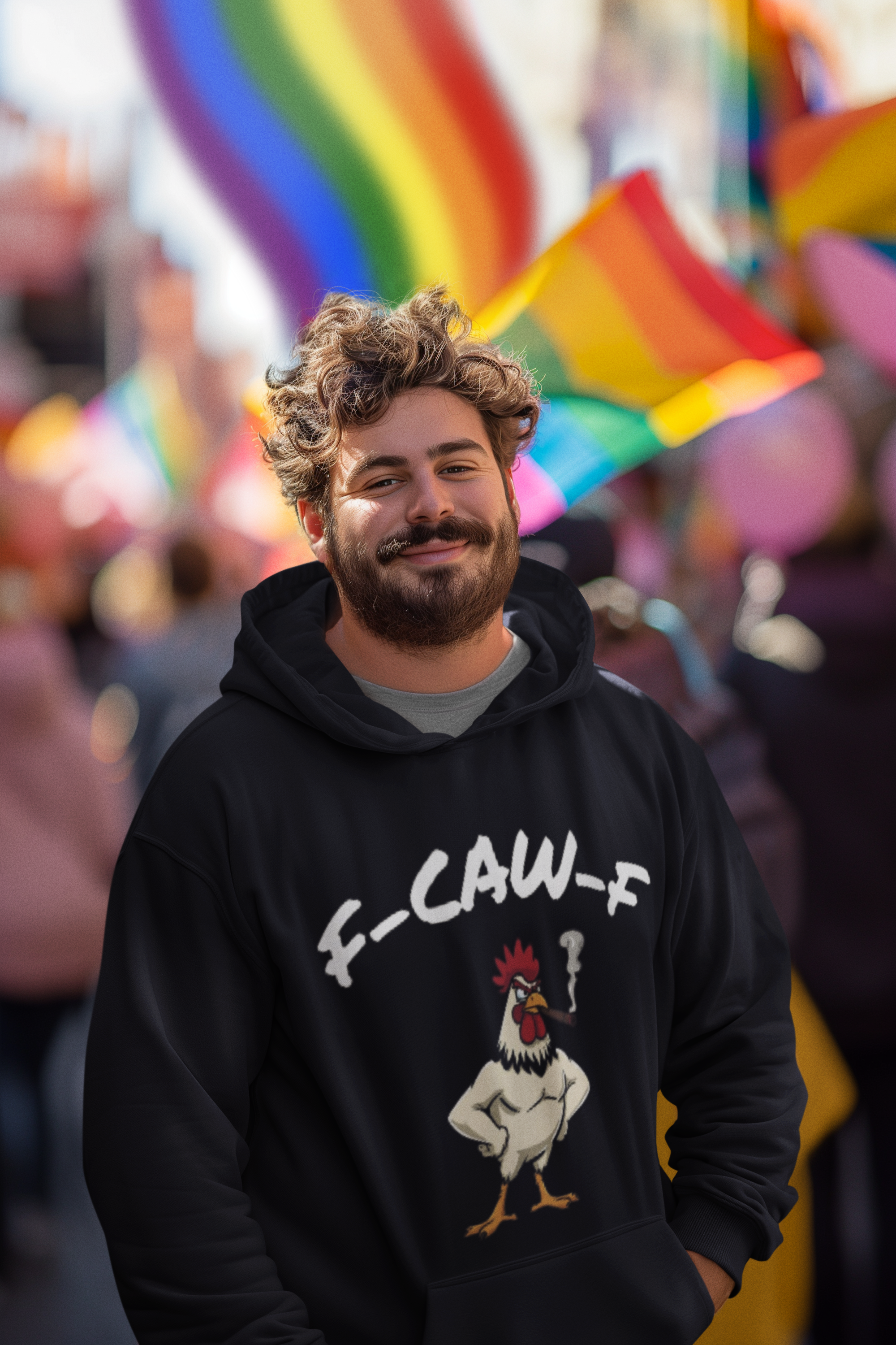 F-CAW-F Rooster Hoodie – Funny Angry Rooster with Cigar