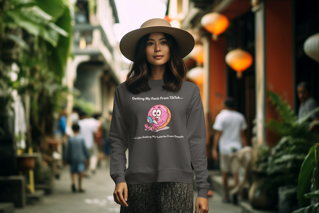 Funny “TikTok vs Donut Calories” Sweatshirt – Cozy Graphic Pullover for Everyday Wear