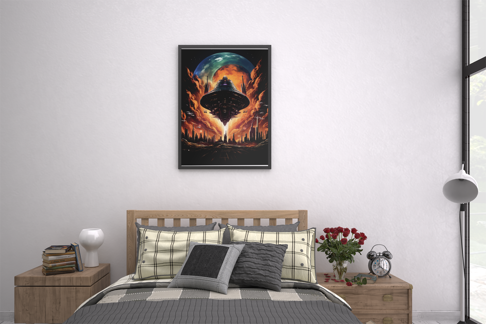 Apocalypse Arrival UFO Poster – Retro Sci-Fi Wall Art (3 Sizes)